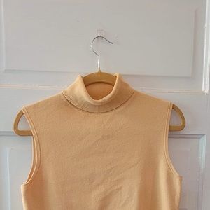 Hampshire studio, yellow turtleneck sleeveless top, size petite medium